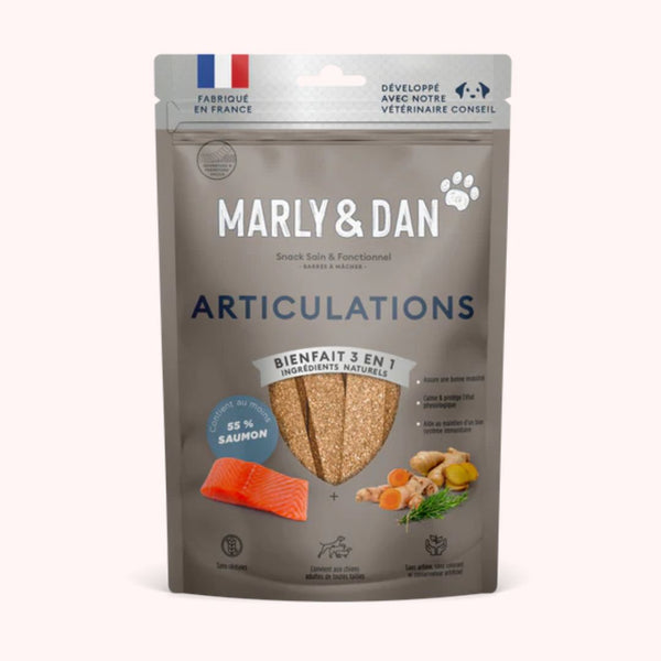 FRIANDISES- Barres à Mâcher Articulations au Saumon - Marly & Dan - Soutien Mobilité et Confort Articulaire pour Chien