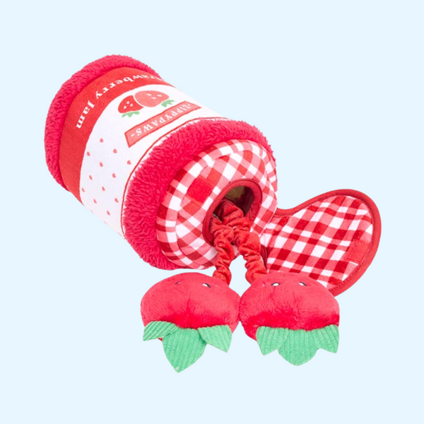 PELUCHE DE FOUILLE-Bungee Burrow – Pot de Confiture de Fraises pour Chien