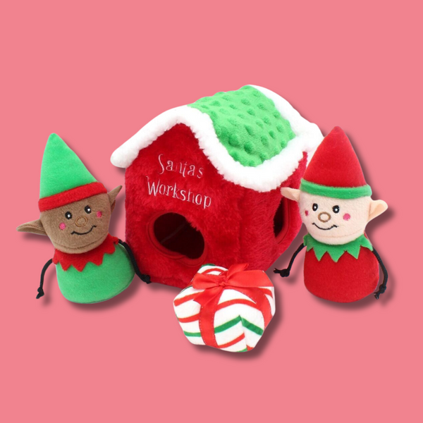 Peluche de fouille- Atelier du Père Noël – ZippyPaws Holiday Burrow