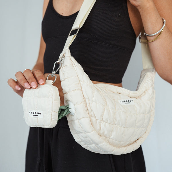 Sac bandoulière croissant pour promenade de chien –plusieurs coloris