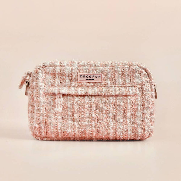 Sac de promenade pour chien – Tweed texturé (rose/vanille)