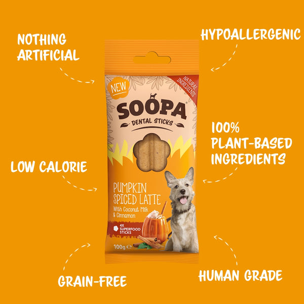 soopa-Bâtonnets dentaires pour chiens au lait épicé à la citrouille
