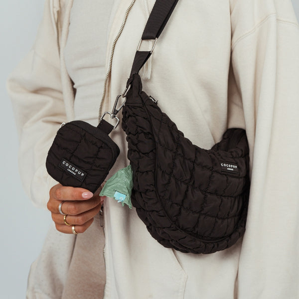 Sac bandoulière croissant pour promenade de chien –plusieurs coloris