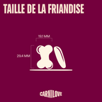 Taille d'une friandise Crunchy Snack Carnilove sanglier : 29,4 × 19,1 mm
