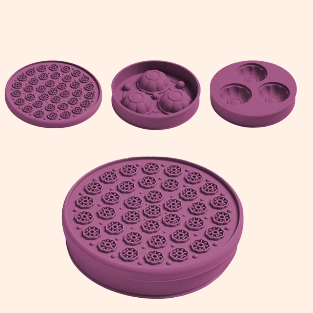 Gamelle 3 en 1 anti-glouton pour chien – léchage et moule à gâteaux