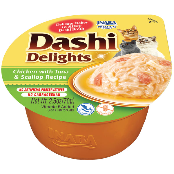 Bouillon dashi pour chat poulet, thon & Saint-Jacques Dashi Delights Inaba – 70 g