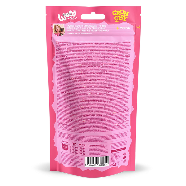 Friandises pour chat croustillantes fourrées au saumon – WOW – 60 g