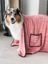 Serviette microfibre avec poche pour mains – 3 couleurs (gris, bleu, rose)