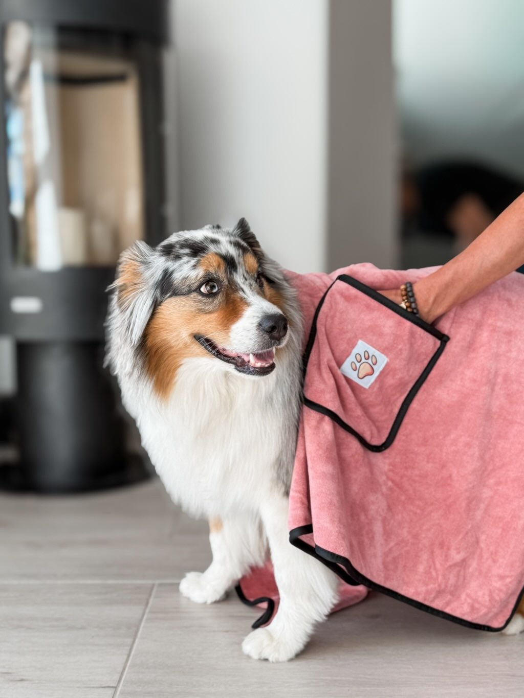 Serviette microfibre à poches pour chien & chat