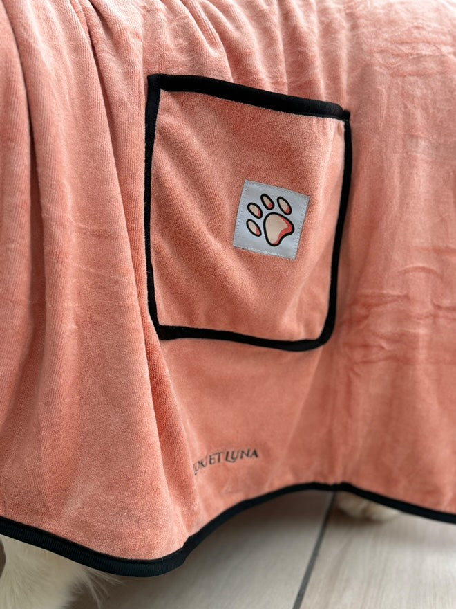 Serviette microfibre à poches pour chien & chat