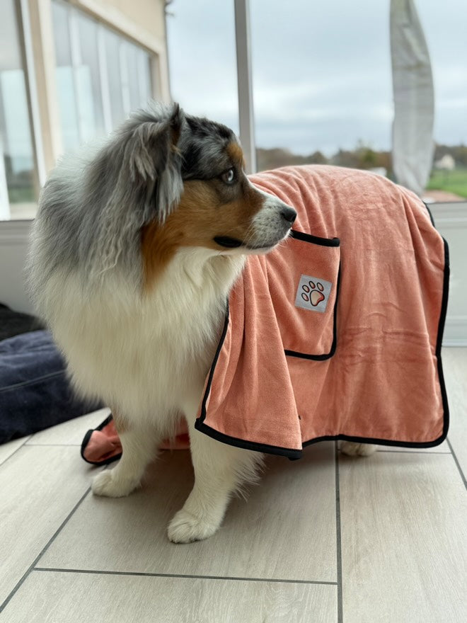 Serviette microfibre à poches pour chien & chat