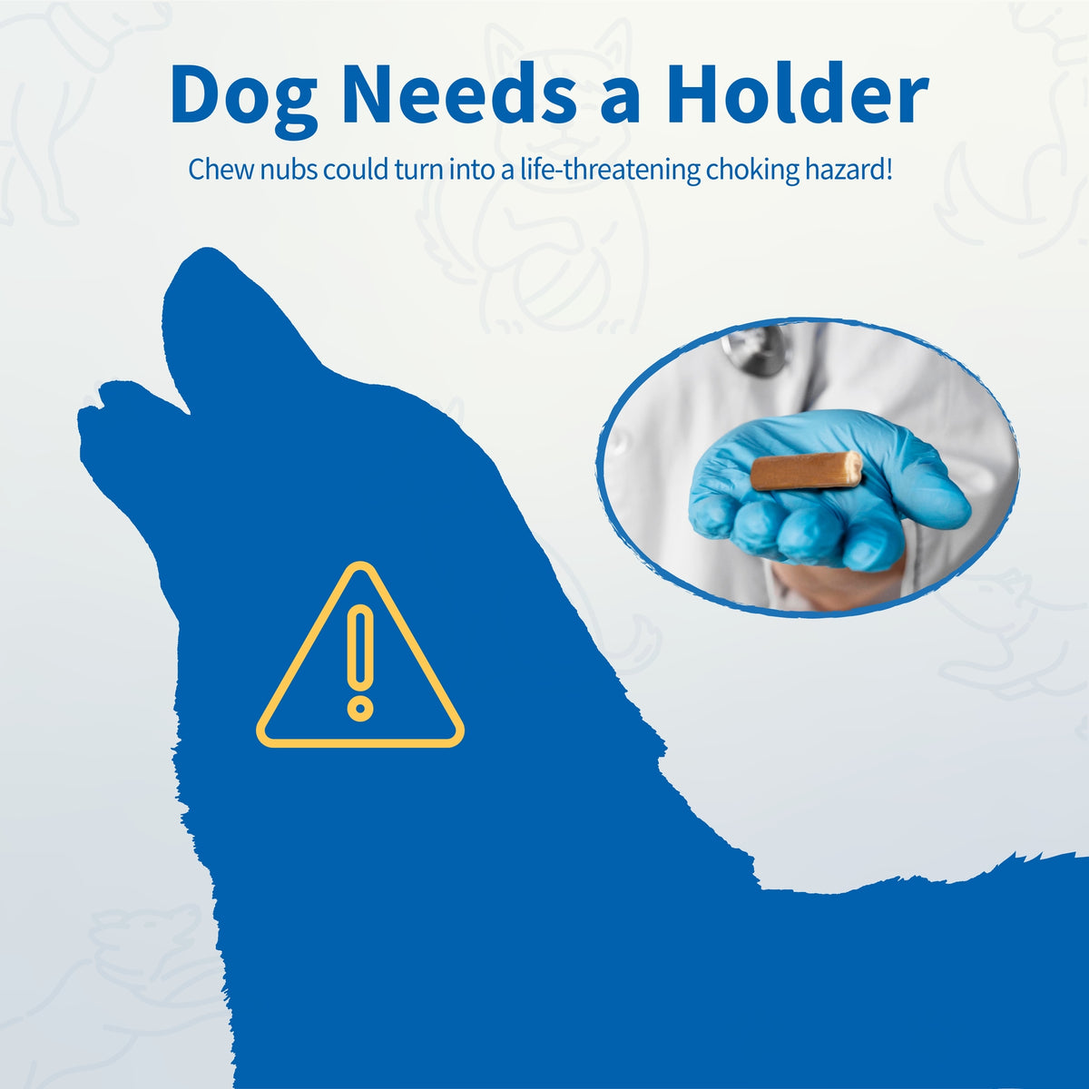 Illustration d'un chien et du risque d'étouffement avec un bâtonnet sans support