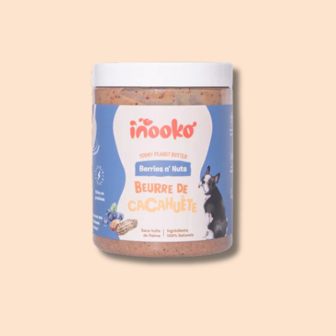 Beurre de cacahuète myrtille & fraise pour chien – inooko