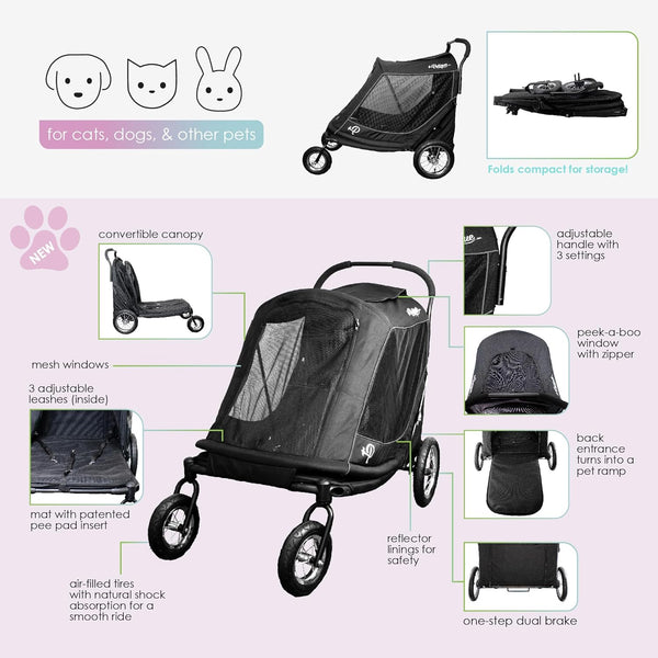 Apollo 3-en-1 – Poussette Premium pour Chien et Chat jusqu'à 60 kg