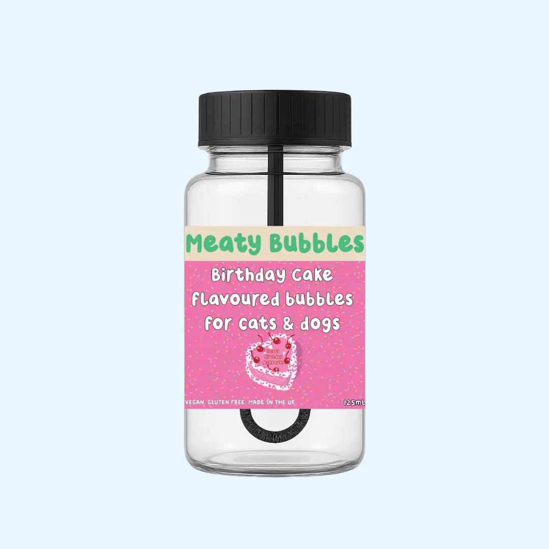 Bulles pour chien & chat gâteau d'anniversaire – 125 ml – Meaty Bubbles