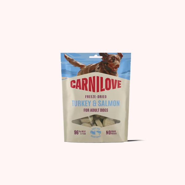 Friandises carnilove Lyophilisées Dinde & Saumon pour Chien – 60 g