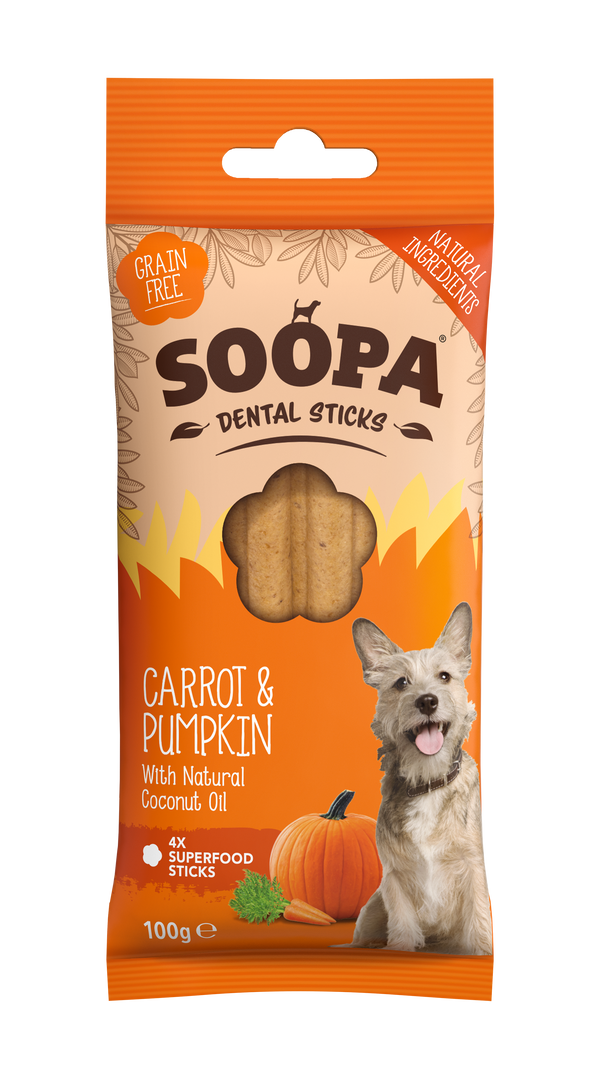 Bâtonnets dentaires carotte & citrouille pour chien Soopa – 100 g – photo 2