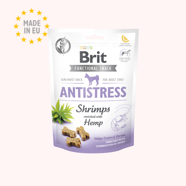 Brit Care Dog Functional Snack Antistress Shrimps — Crevettes & Chanvre (150 g)