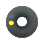 Anneau noir vu de face avec pastilles bleue et jaune