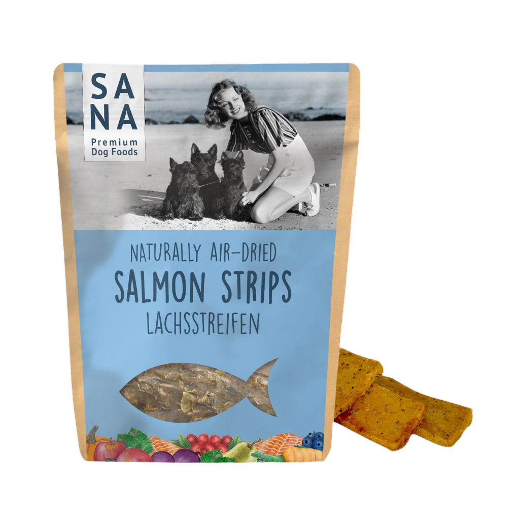 Sachet SANA bleu Salmon Strips et lamelles séchées