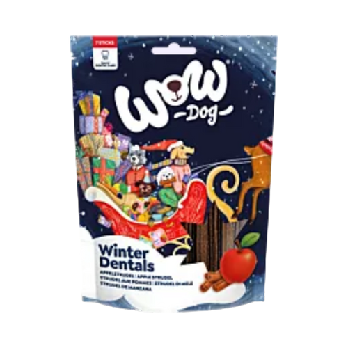 Sachet WOW Dog Winter Dentals avec traîneau de Noël illustré