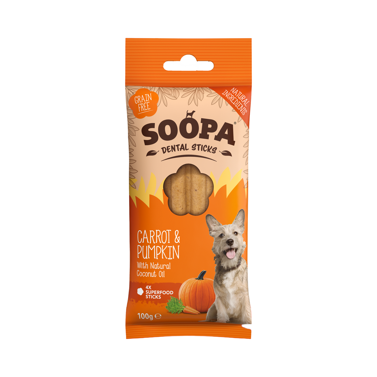 Paquet Soopa Dental Sticks Carrot & Pumpkin orange