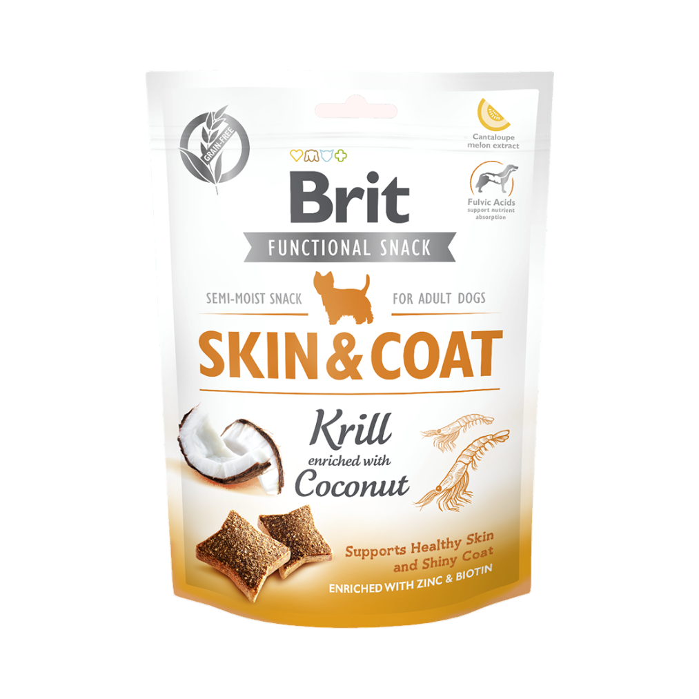 Sachet blanc et doré Brit Functional Snack Skin & Coat