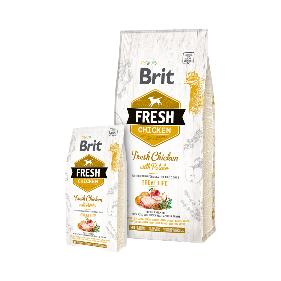 Grand et petit sacs blancs à bandeau doré Fresh Chicken