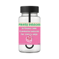 Flacon Meaty Bubbles à étiquette rose illustrée d'un gâteau