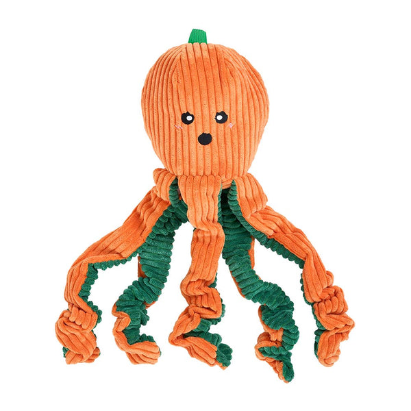 Peluche pour chien pieuvre citrouille d'Halloween ZippyPaws – tentacules élastiques en velours côtelé – photo 5