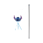 Tige noire avec personnage bleu en tissu au bout du fil