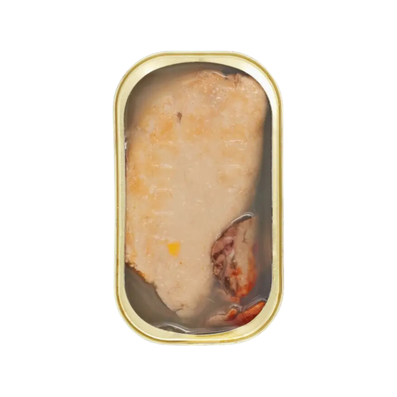 Conserve ouverte de foie de lotte au naturel