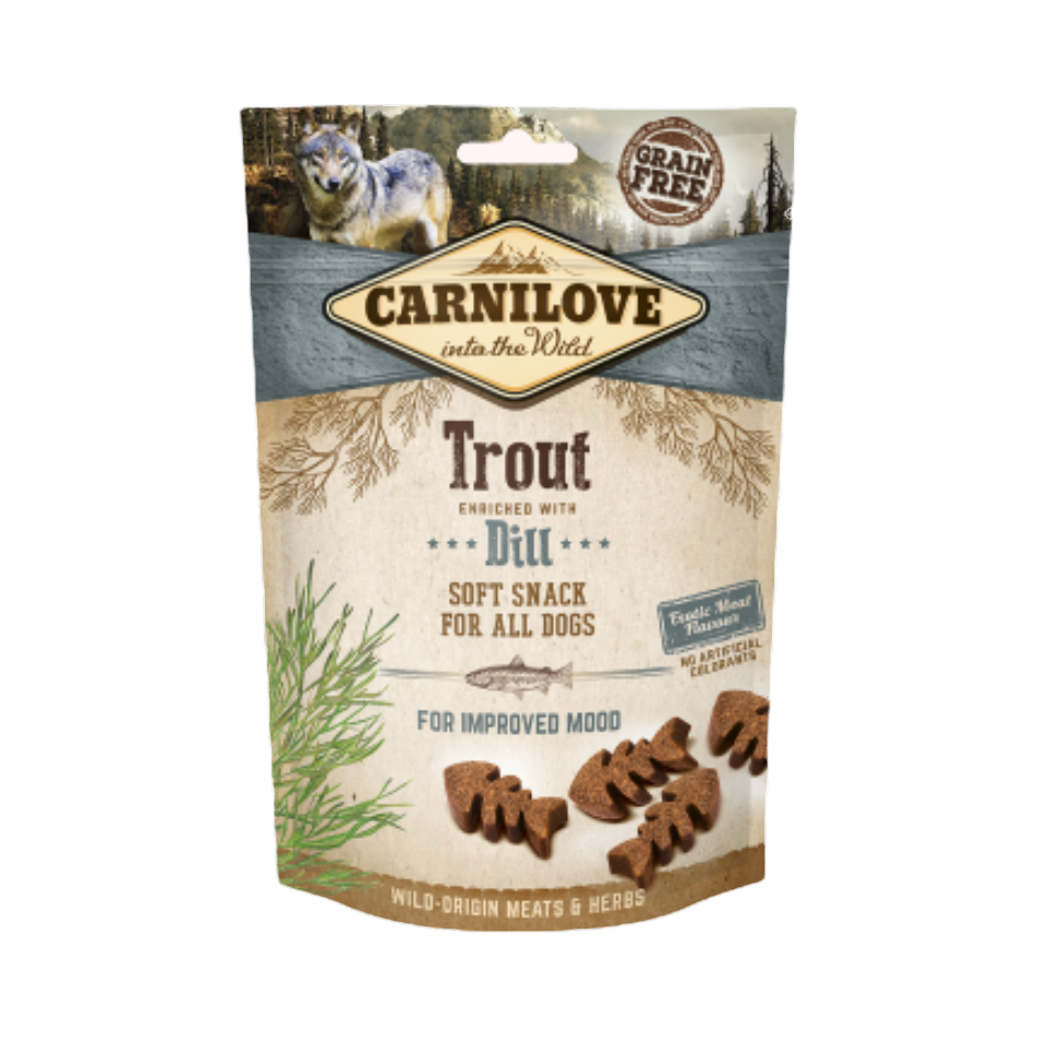 Sachet Carnilove gris bleu Trout Dill Soft Snack