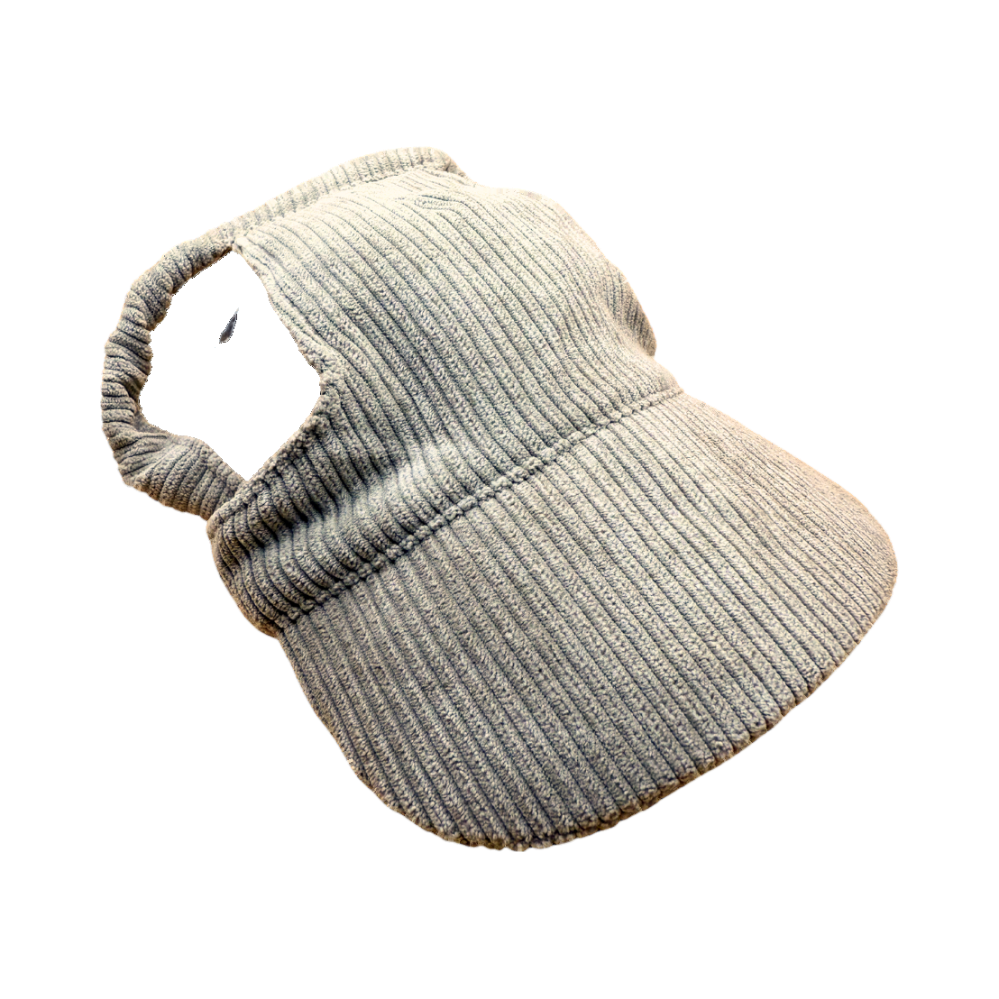 Casquette en velours côtelé beige vue de trois quarts