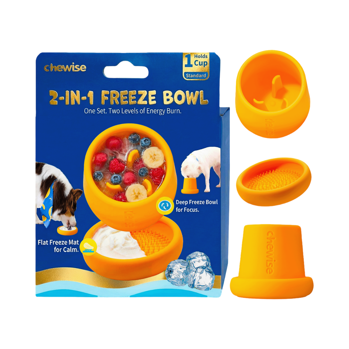 Boîte 2-in-1 Freeze Bowl avec bols orange et plateau glacé