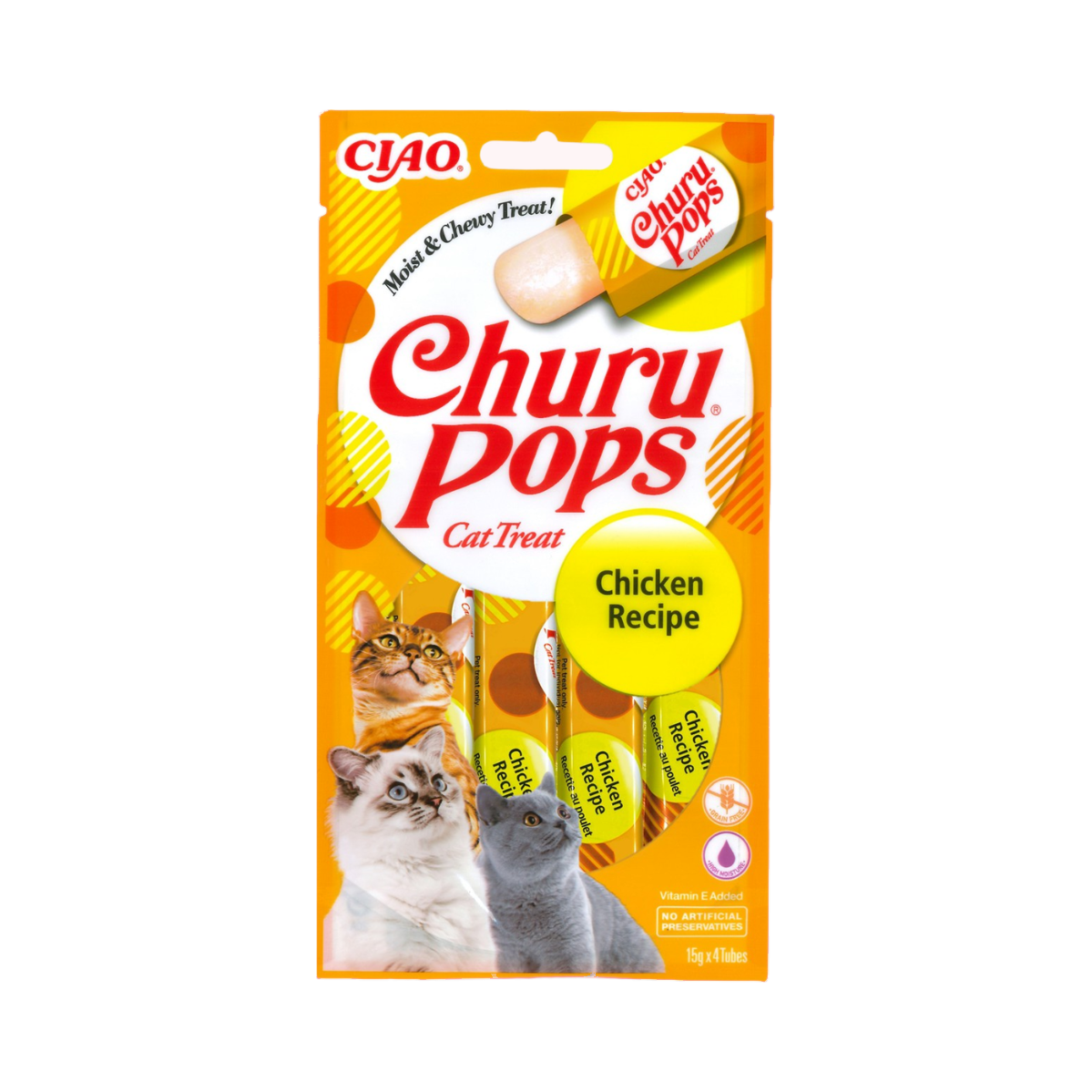 Étui Ciao Churu Pops Chicken Recipe orange, 4 tubes