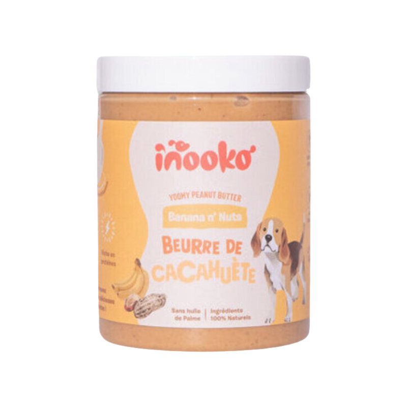 Pot orangé inooko Banana n'Nuts, dessin de chien et bananes