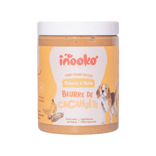 Pot orangé inooko Banana n'Nuts, dessin de chien et bananes
