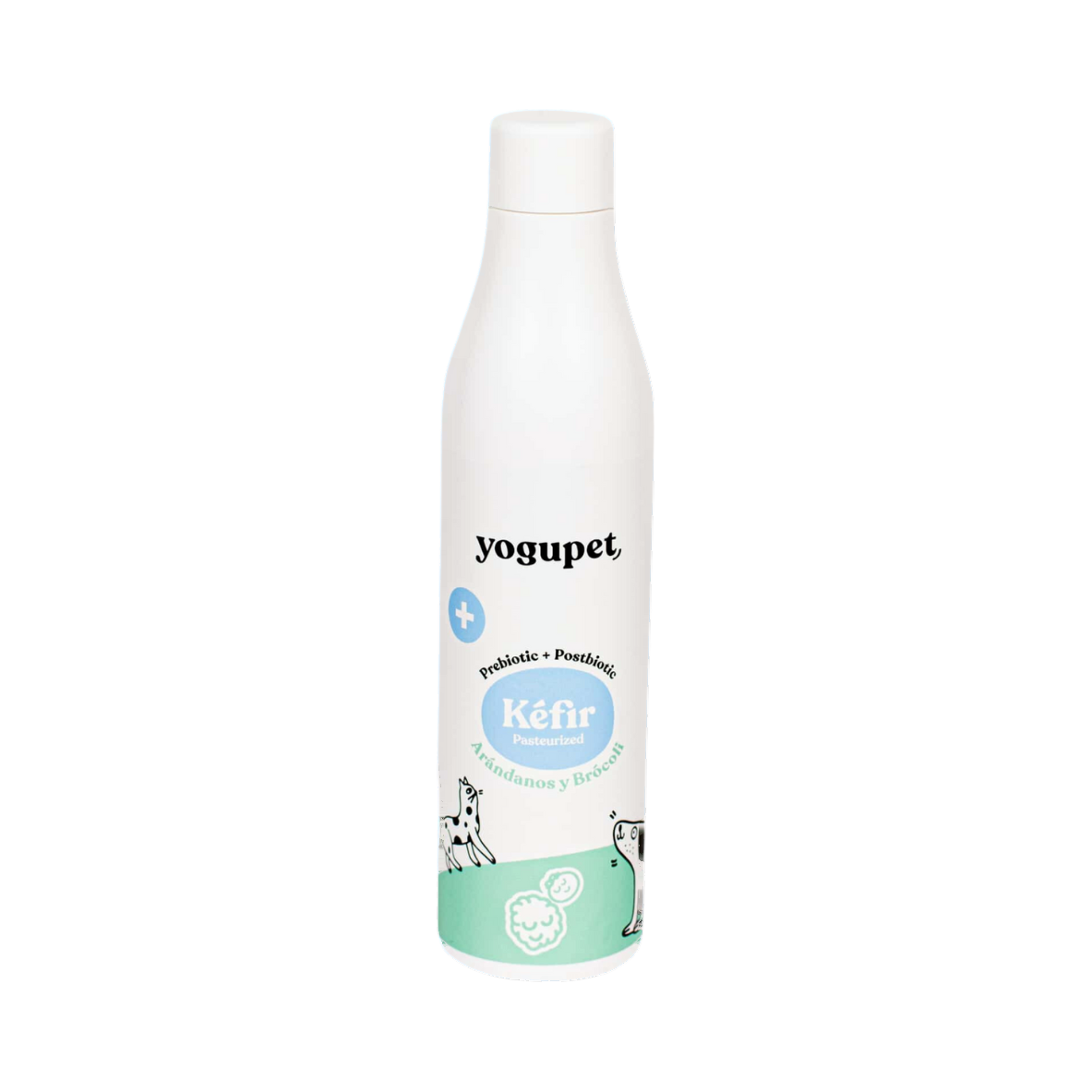 Bouteille blanche Kéfir à étiquette vert menthe