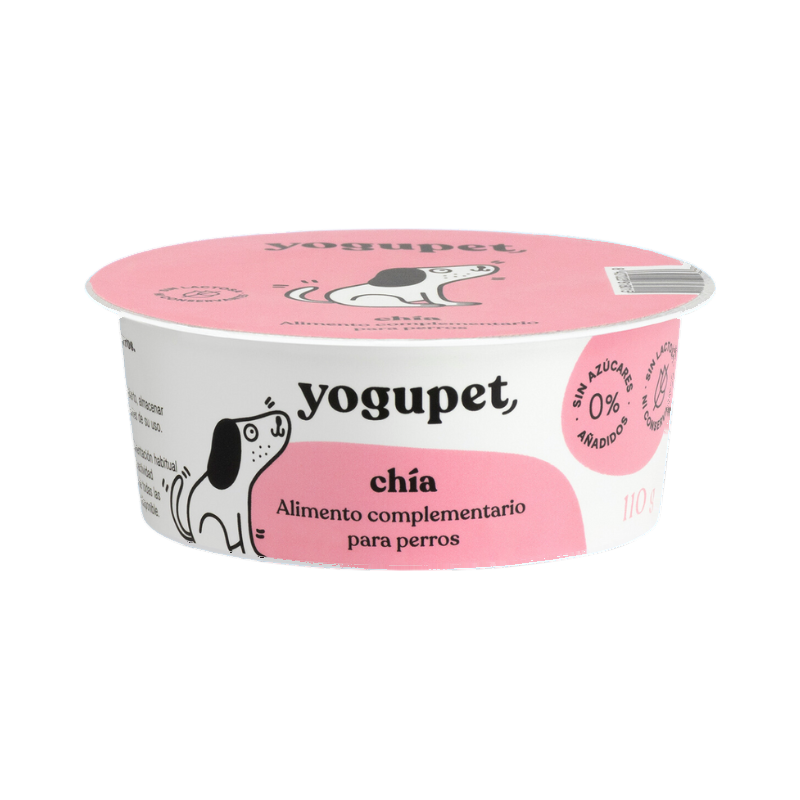 Pot fermé à étiquette rose illustrée d'un chien