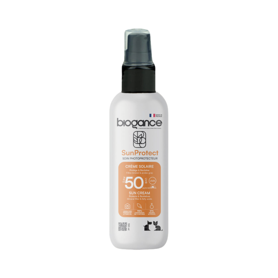 Flacon spray SunProtect indice 50 à étiquette orange