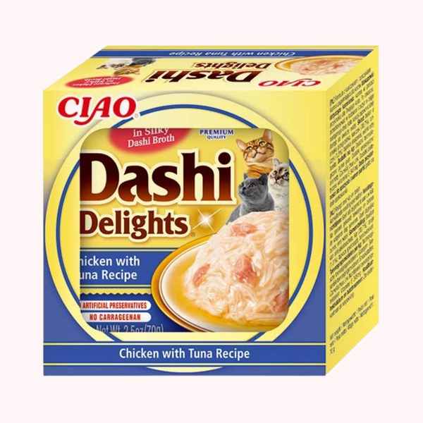 Bouillon pour chat poulet & thon Dashi Delights – Inaba – 70 g