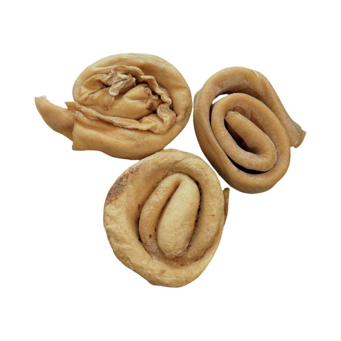 Trois donuts en peau de chèvre séchée roulée