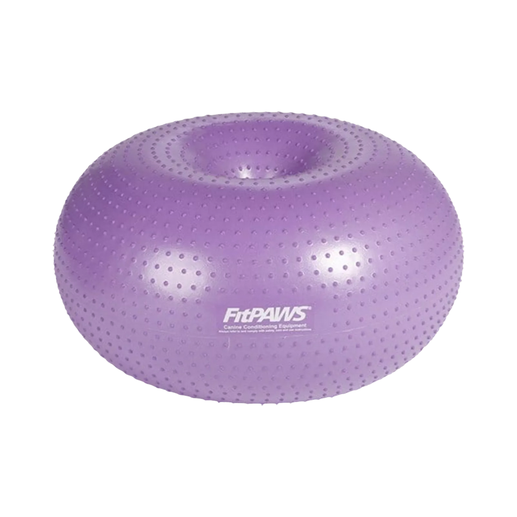 Balle violette en forme de beignet sur socle