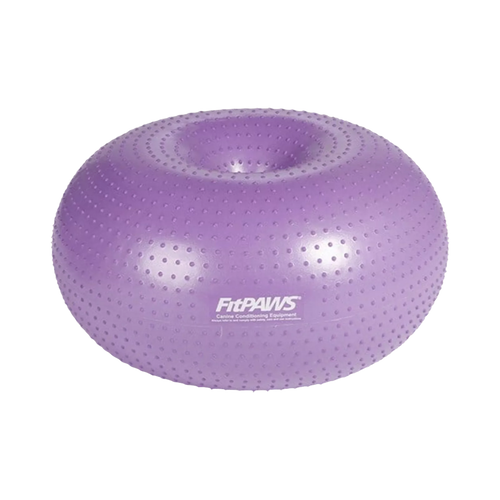Balle violette en forme de beignet sur socle