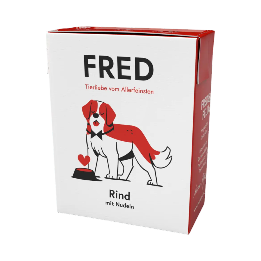 Brique blanche et rouge FRED Rind illustrée d'un chien