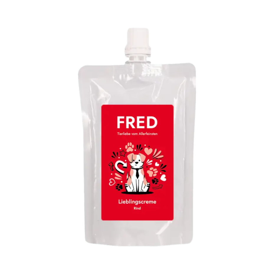 Gourde souple Fred à étiquette rouge avec bouchon