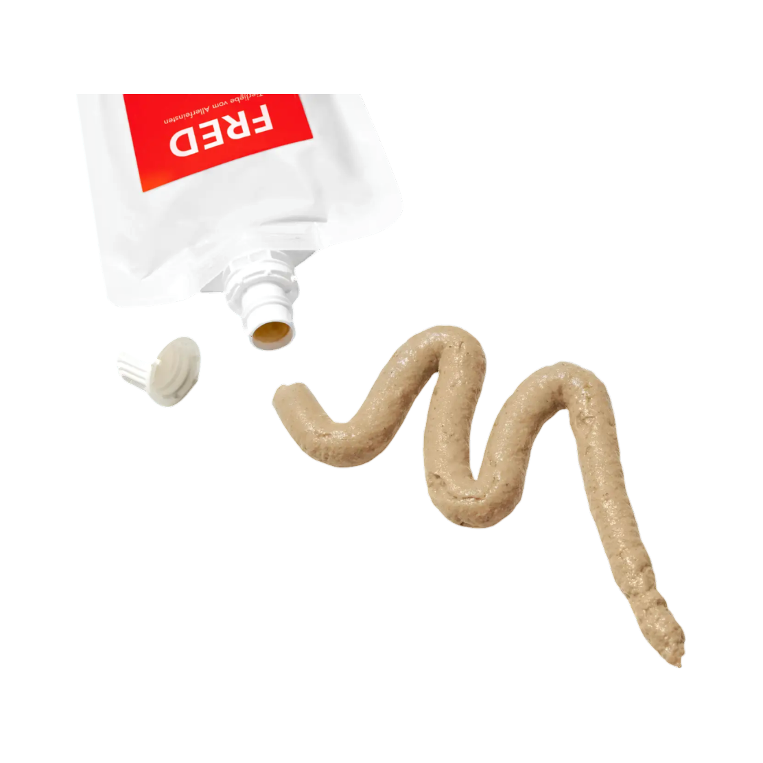 Crème beige sortant de la gourde ouverte