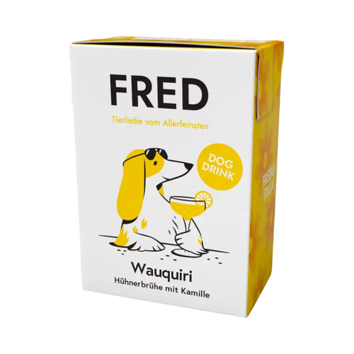 Brique blanche FRED avec chien dessiné et verre à cocktail