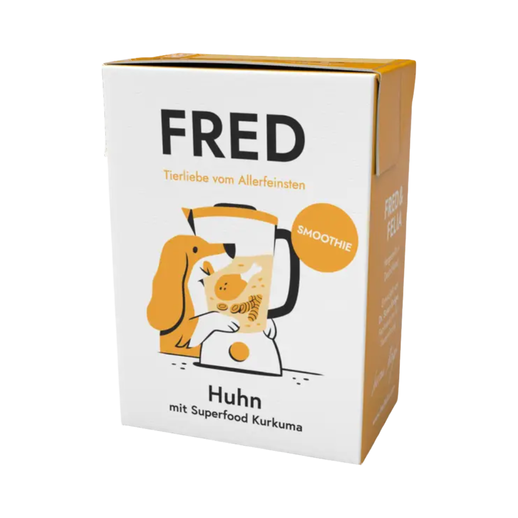 Brique blanche FRED Huhn avec chien dessiné